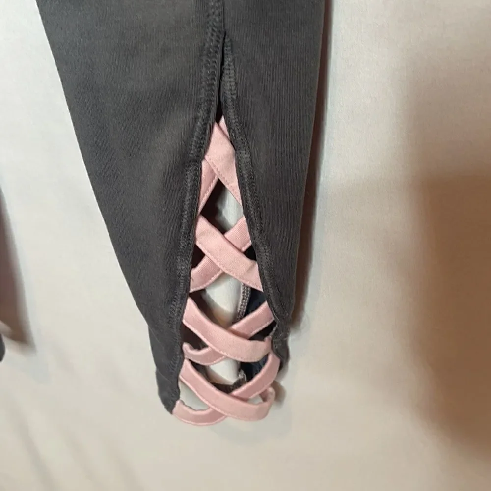 Justice Metallic Rose Gold/ Grey Leggings. Size 12.‎
